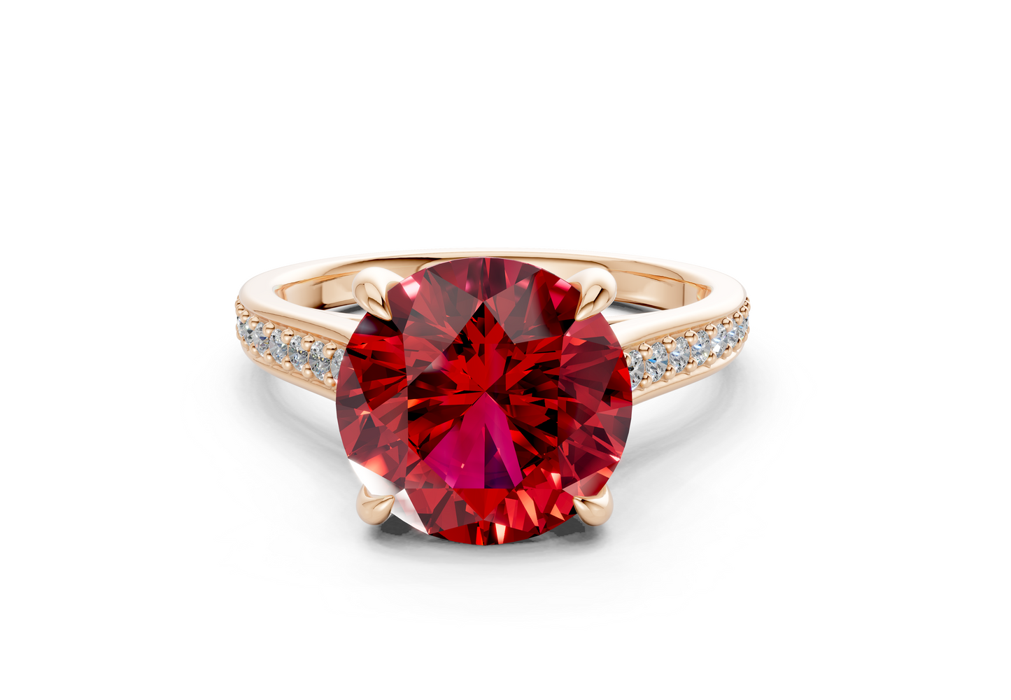 Adeline Ruby Gemstone Pave Round Cut 2mm Engagement Ring