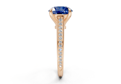 Adeline Sapphire Gemstone Pave Round Cut 2mm Engagement Ring