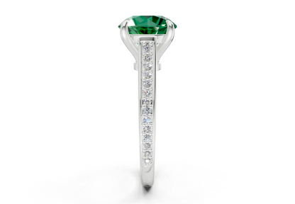 Adeline Emerald Gemstone Pave Round Cut 2mm Engagement Ring