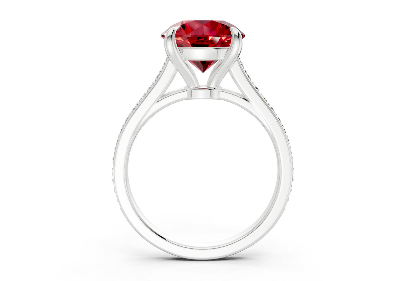 Adeline Ruby Gemstone Pave Round Cut 2mm Engagement Ring