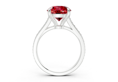 Adeline Ruby Gemstone Pave Round Cut 2mm Engagement Ring