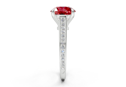 Adeline Ruby Gemstone Pave Round Cut 2mm Engagement Ring