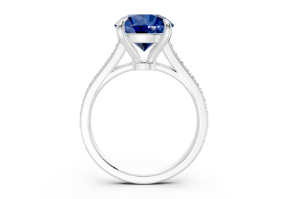 Adeline Sapphire Gemstone Pave Round Cut 2mm Engagement Ring