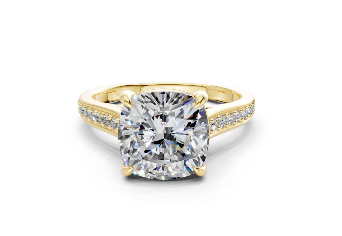 Adeline Diamond Pave Cushion Square Cut 2mm Engagement Ring