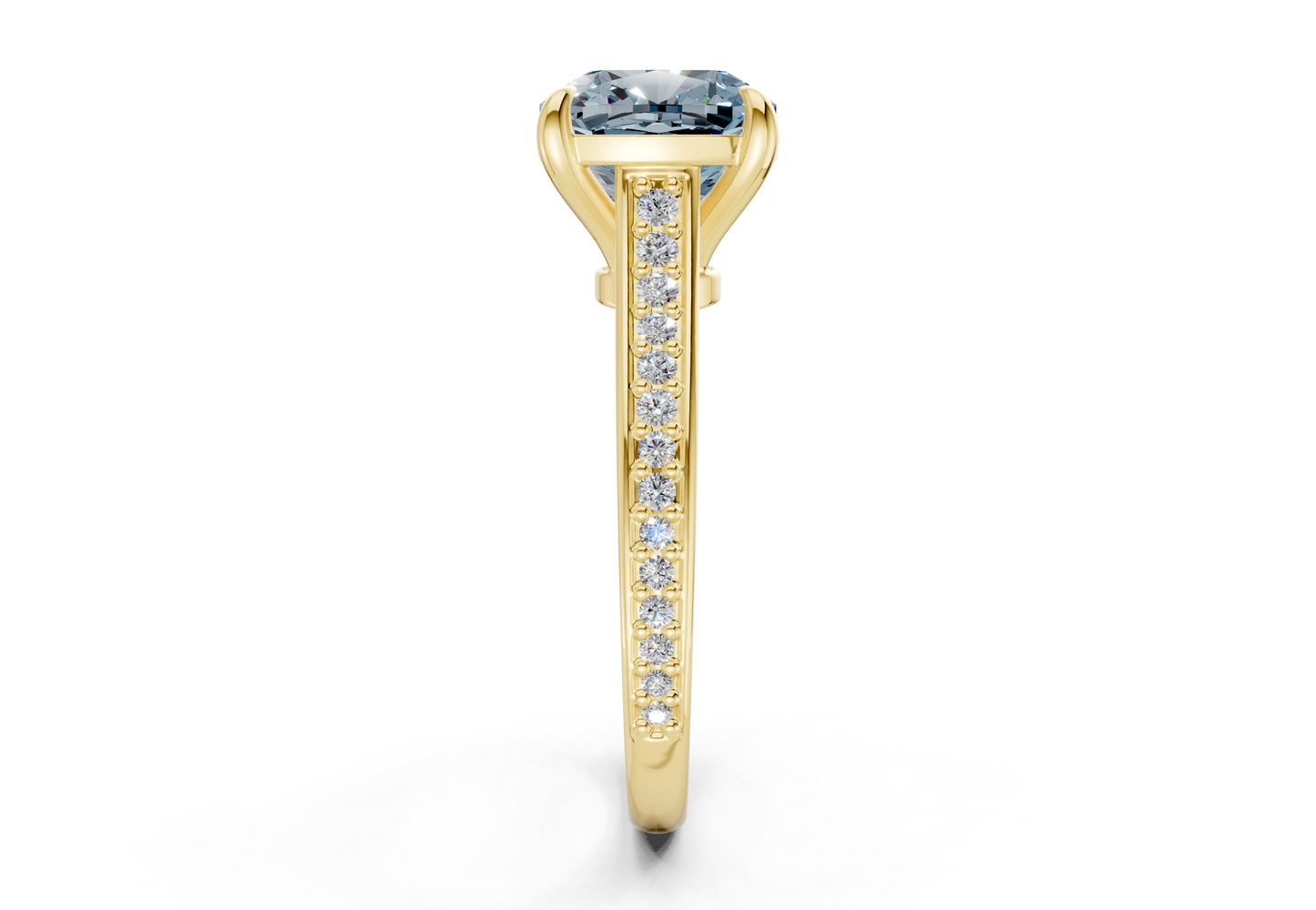 Adeline Blue Diamond Pave Cushion Square Cut 2mm Engagement Ring
