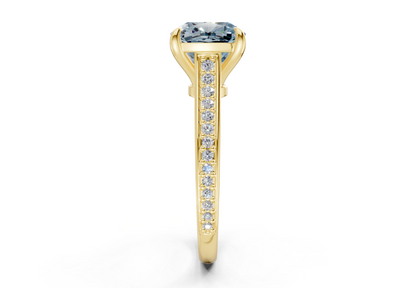 Adeline Blue Diamond Pave Cushion Square Cut 2mm Engagement Ring
