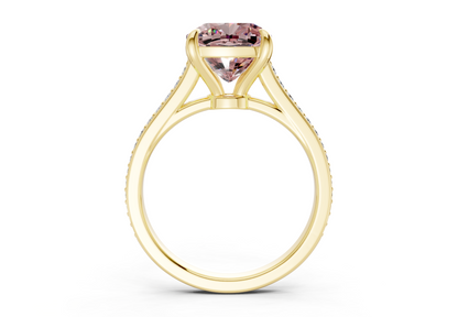 Adeline Pink Diamond Pave Cushion Square Cut 2mm Engagement Ring
