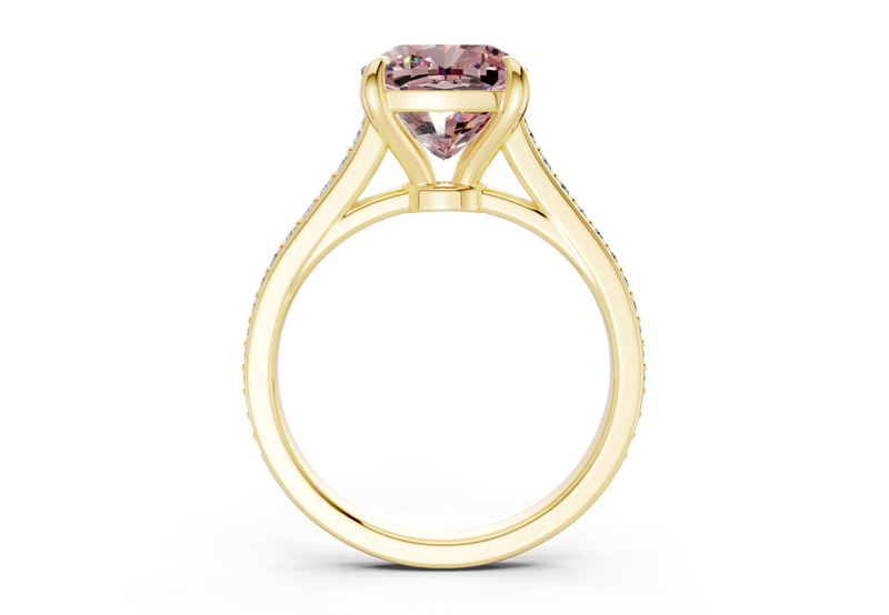Adeline Pink Diamond Pave Cushion Square Cut 2mm Engagement Ring