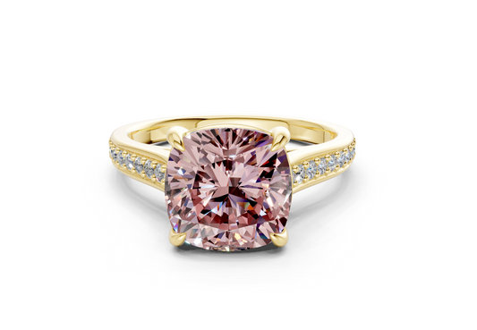 Adeline Pink Diamond Pave Cushion Square Cut 2mm Engagement Ring