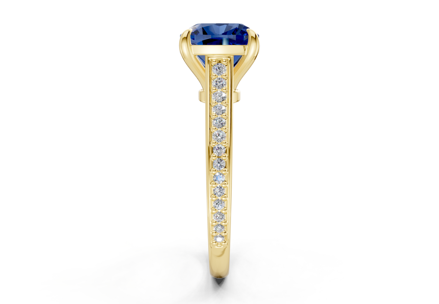 Adeline Sapphire Gemstone Pave Cushion Square Cut 2mm Engagement Ring