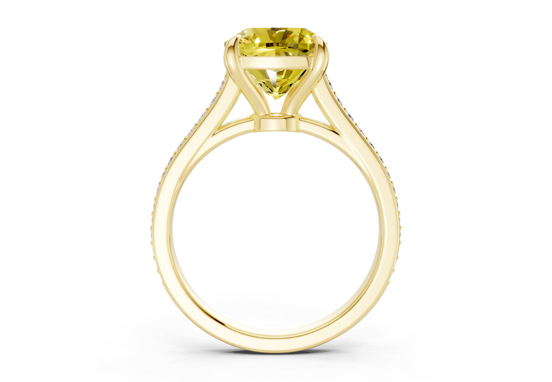 Adeline Yellow Diamond Pave Cushion Square Cut 2mm Engagement Ring