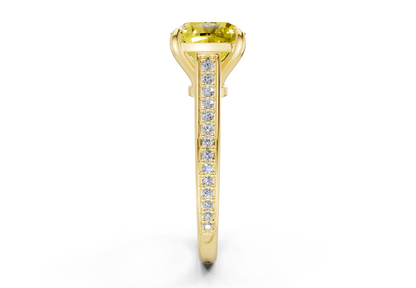 Adeline Yellow Diamond Pave Cushion Square Cut 2mm Engagement Ring
