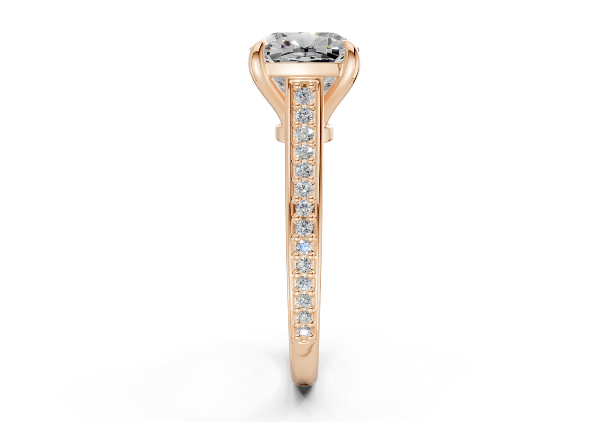 Adeline Diamond Pave Cushion Square Cut 2mm Engagement Ring