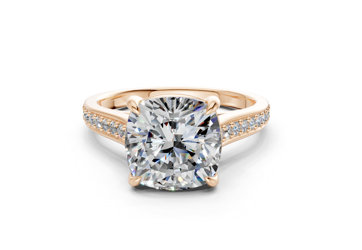 Adeline Diamond Pave Cushion Square Cut 2mm Engagement Ring