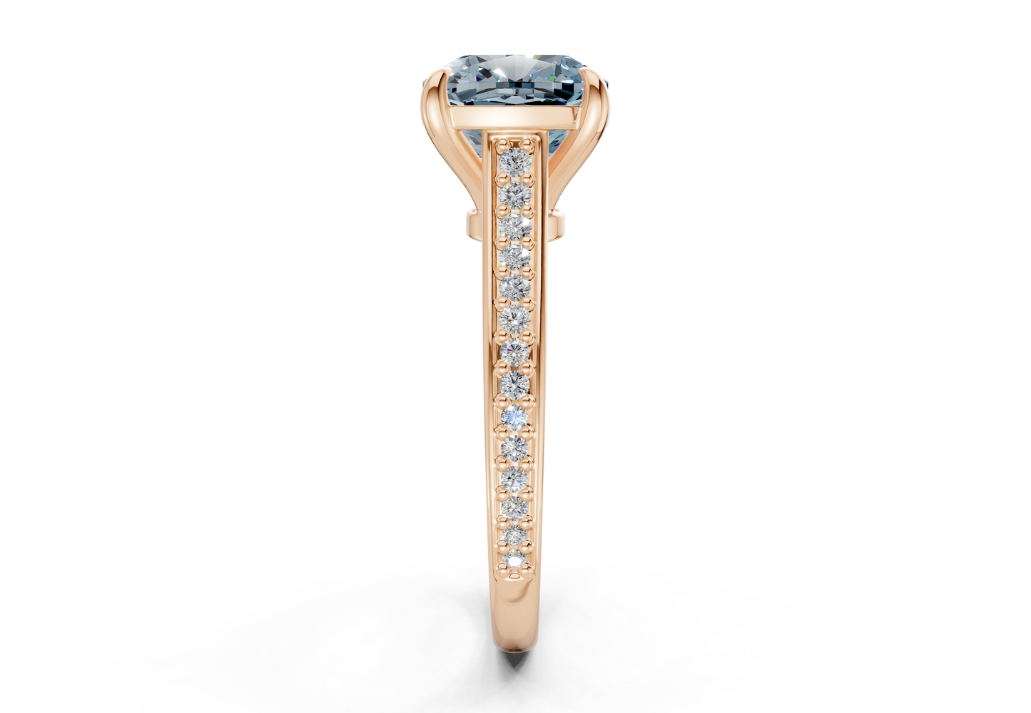 Adeline Blue Diamond Pave Cushion Square Cut 2mm Engagement Ring