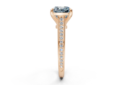 Adeline Blue Diamond Pave Cushion Square Cut 2mm Engagement Ring