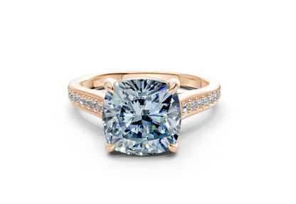 Adeline Blue Diamond Pave Cushion Square Cut 2mm Engagement Ring
