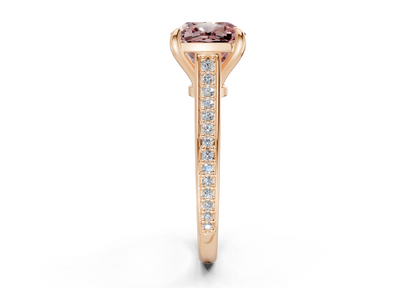 Adeline Pink Diamond Pave Cushion Square Cut 2mm Engagement Ring