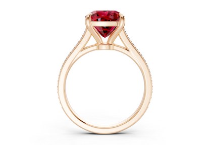 Adeline Ruby Gemstone Pave Cushion Square Cut 2mm Engagement Ring