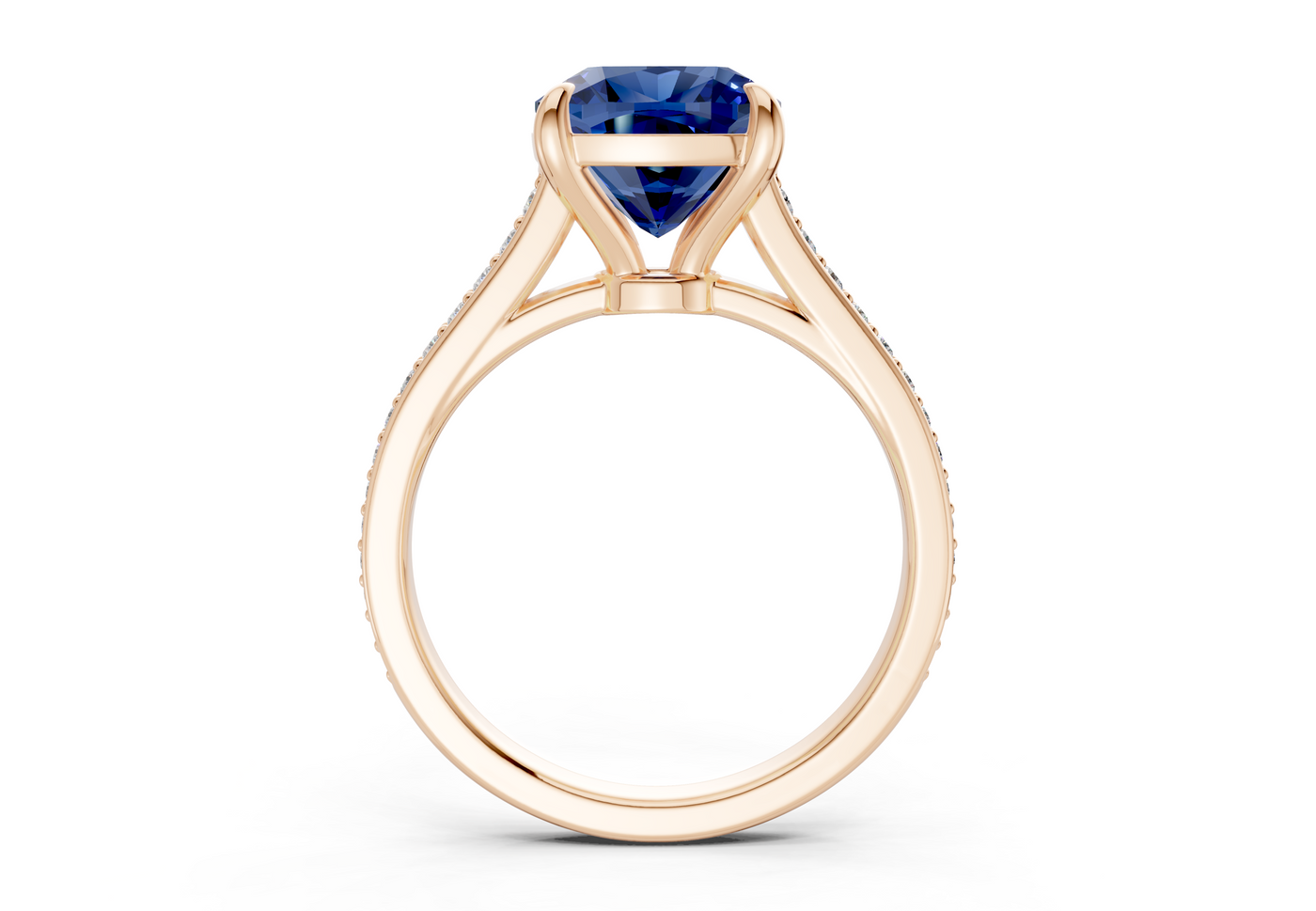 Adeline Sapphire Gemstone Pave Cushion Square Cut 2mm Engagement Ring
