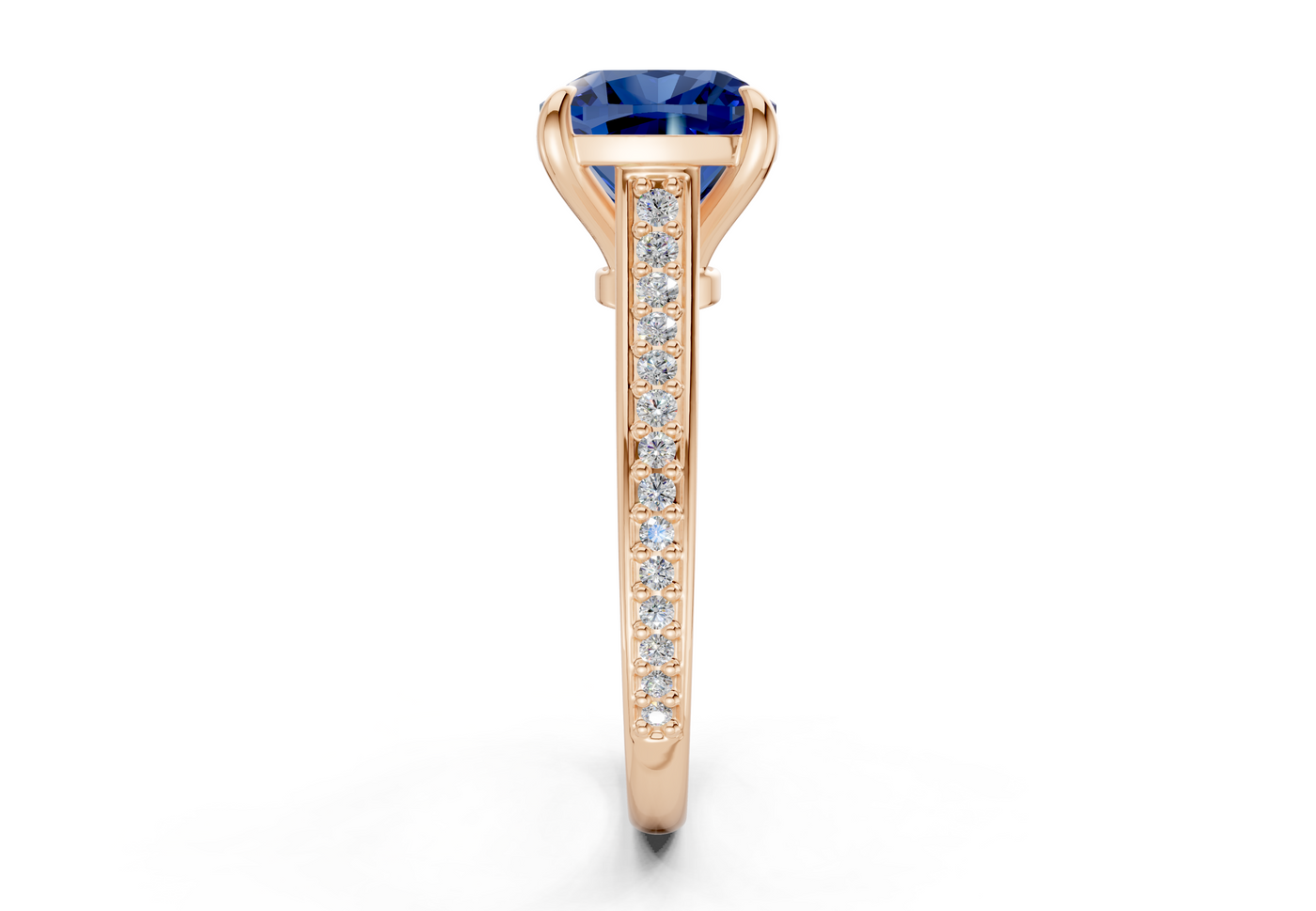 Adeline Sapphire Gemstone Pave Cushion Square Cut 2mm Engagement Ring