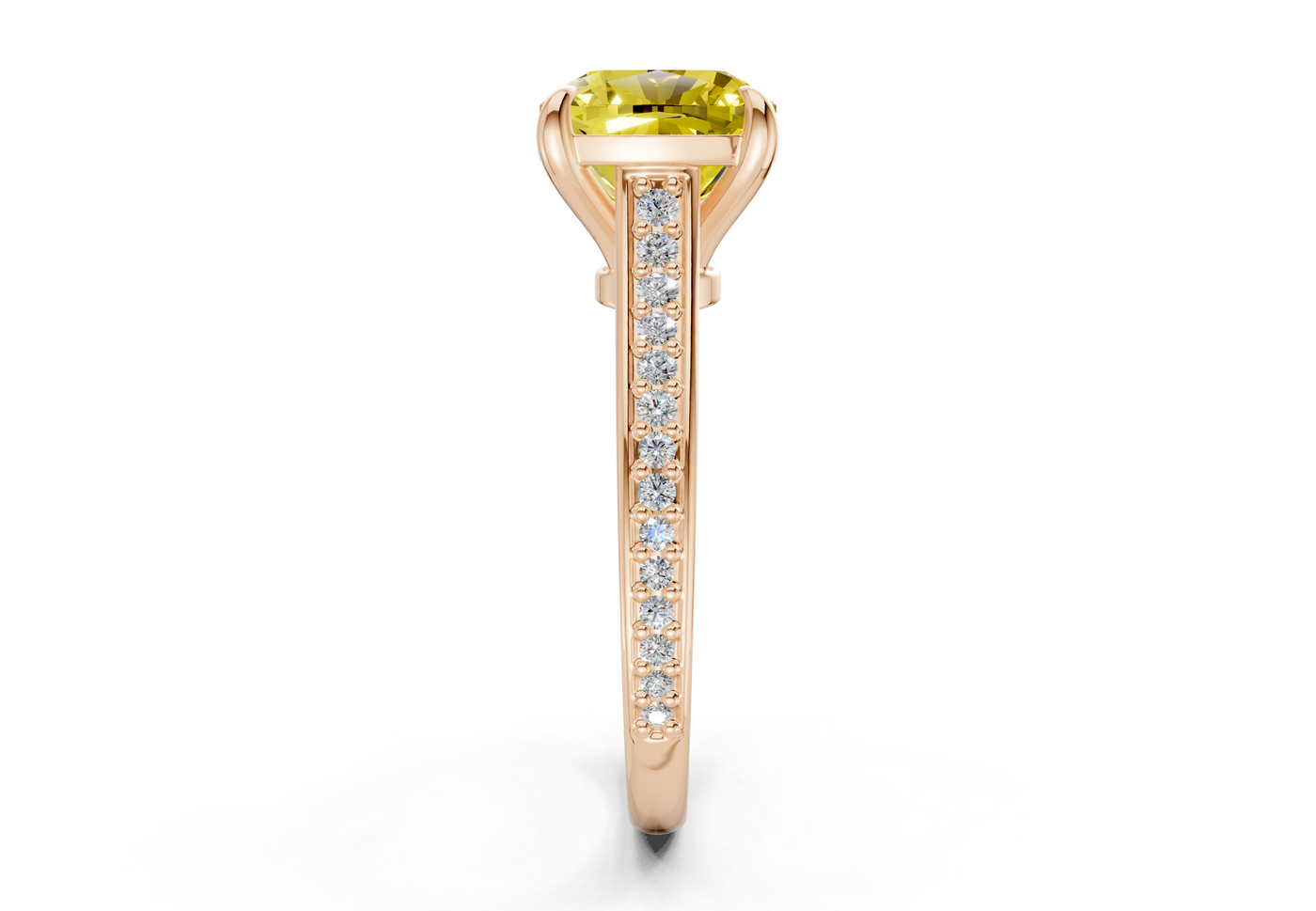 Adeline Yellow Diamond Pave Cushion Square Cut 2mm Engagement Ring