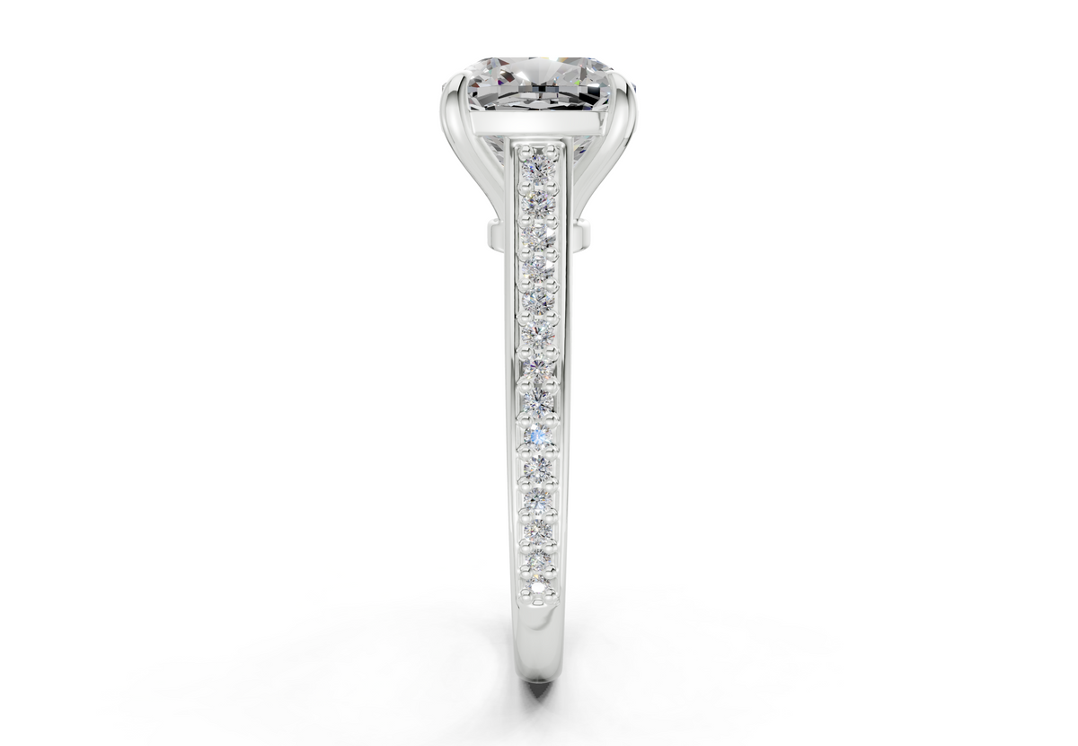 Adeline Diamond Pave Cushion Square Cut 2mm Engagement Ring