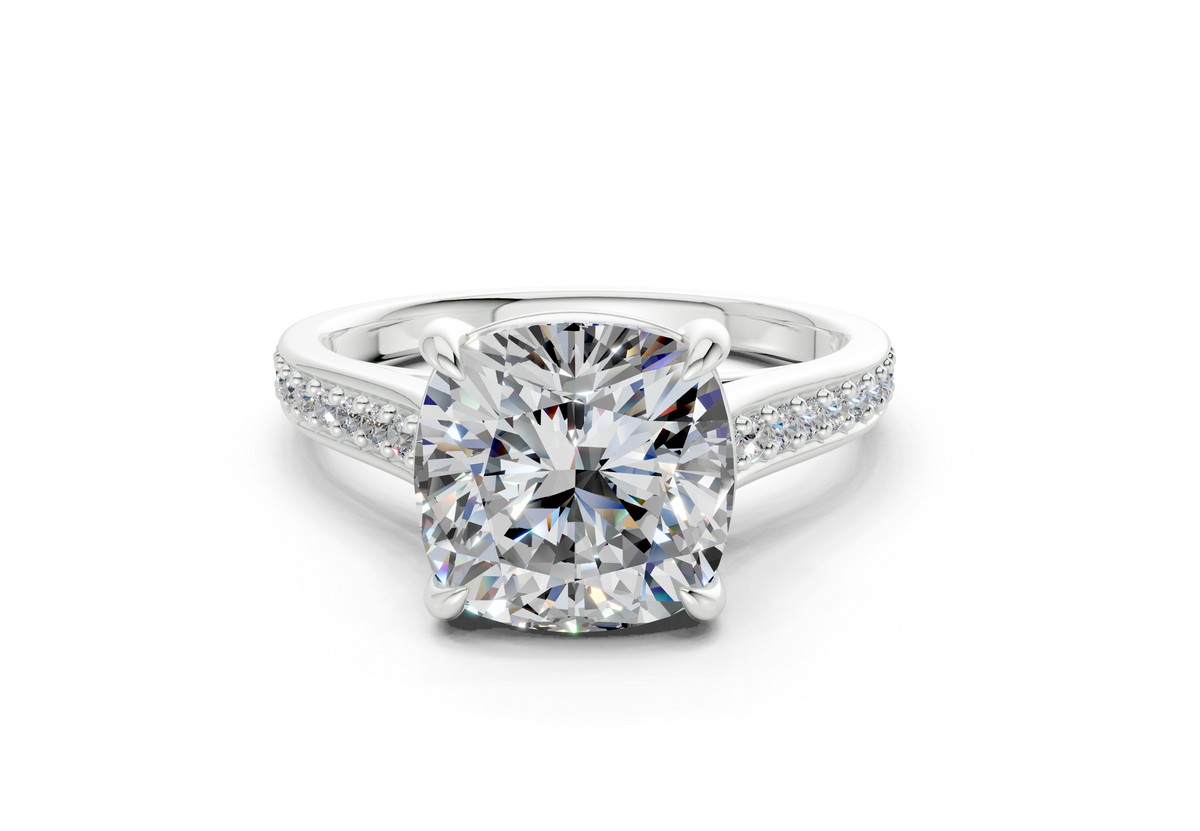 Adeline Diamond Pave Cushion Square Cut 2mm Engagement Ring