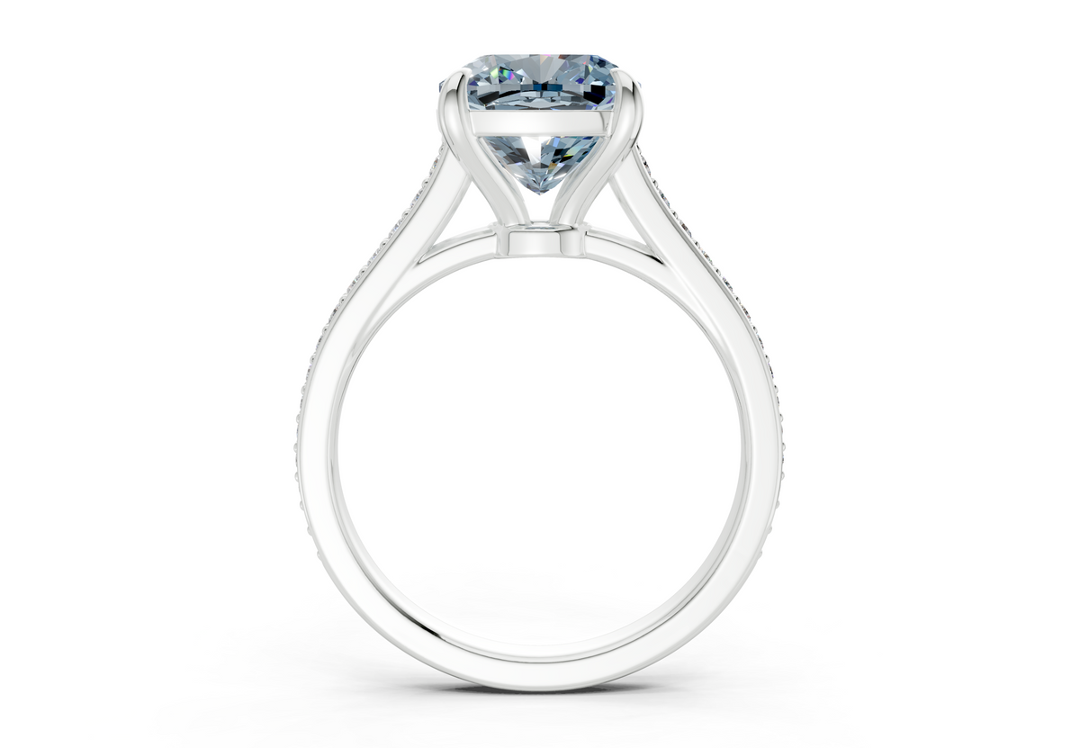 Adeline Blue Diamond Pave Cushion Square Cut 2mm Engagement Ring