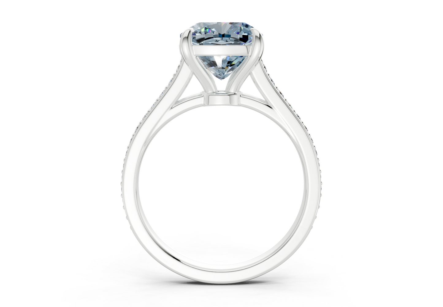 Adeline Blue Diamond Pave Cushion Square Cut 2mm Engagement Ring