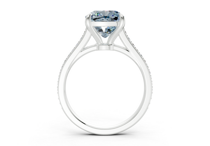 Adeline Blue Diamond Pave Cushion Square Cut 2mm Engagement Ring