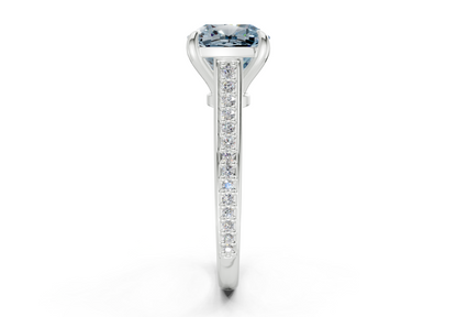 Adeline Blue Diamond Pave Cushion Square Cut 2mm Engagement Ring
