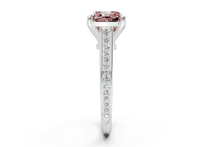 Adeline Pink Diamond Pave Cushion Square Cut 2mm Engagement Ring