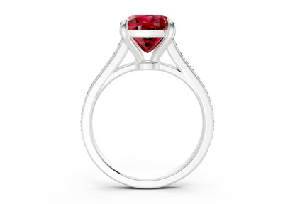 Adeline Ruby Gemstone Pave Cushion Square Cut 2mm Engagement Ring