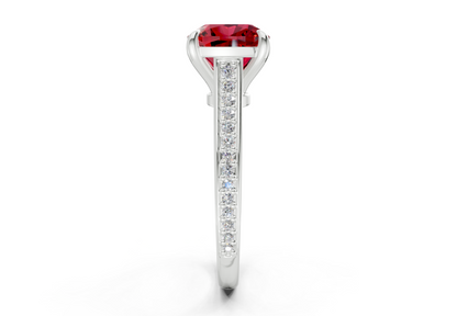 Adeline Ruby Gemstone Pave Cushion Square Cut 2mm Engagement Ring