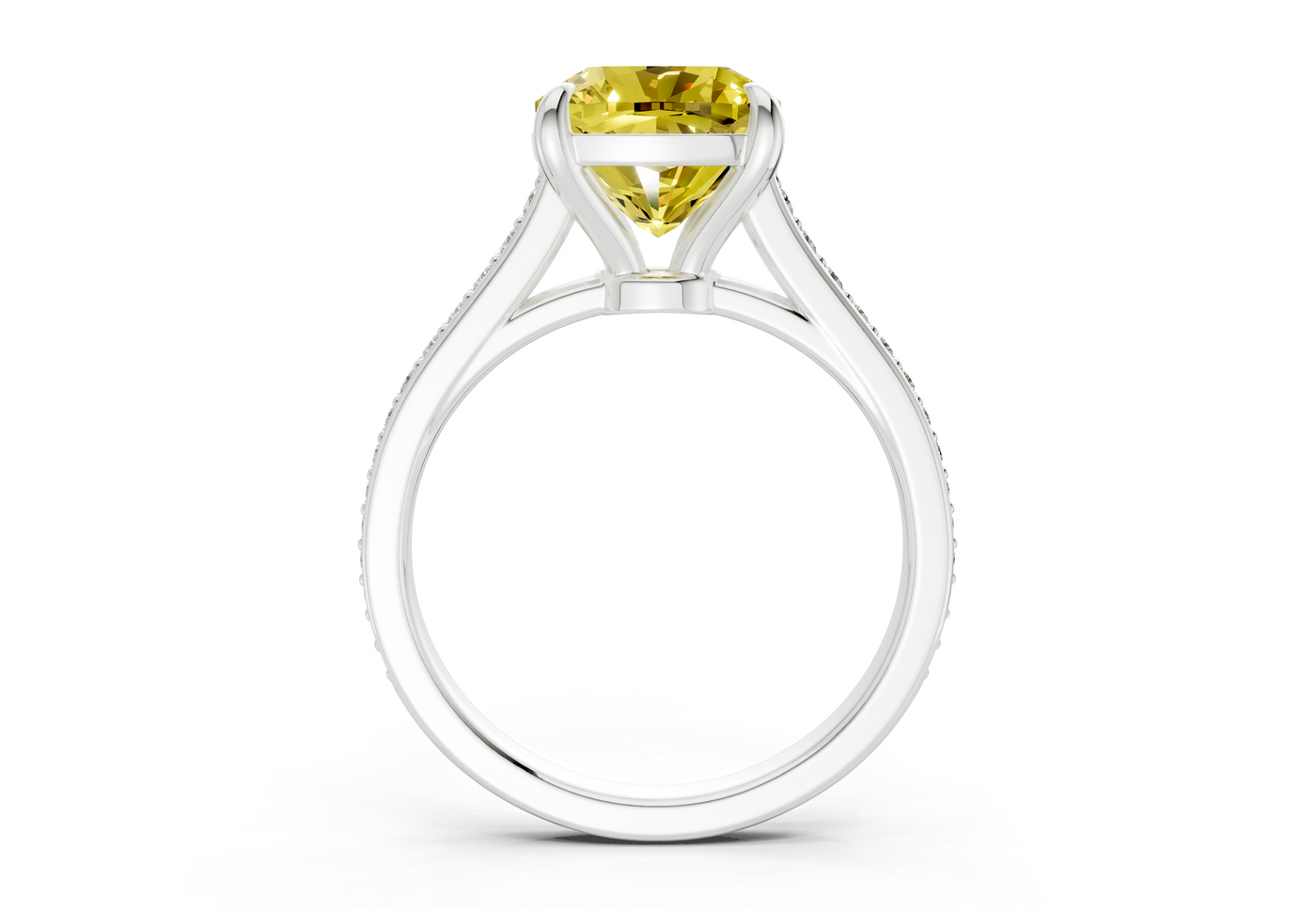 Adeline Yellow Diamond Pave Cushion Square Cut 2mm Engagement Ring