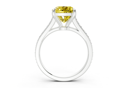 Adeline Yellow Diamond Pave Cushion Square Cut 2mm Engagement Ring