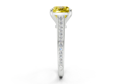 Adeline Yellow Diamond Pave Cushion Square Cut 2mm Engagement Ring