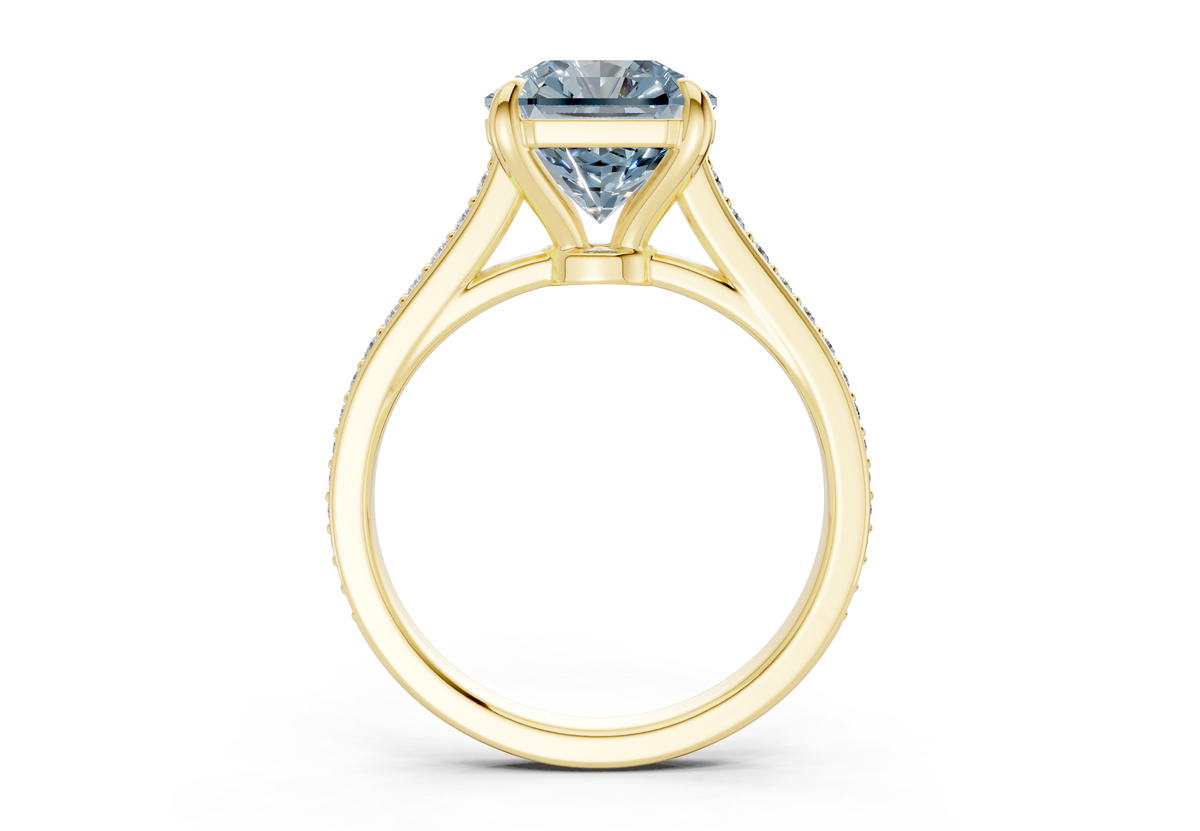 Adeline Blue Diamond Pave Radiant Square Cut 2mm Engagement Ring