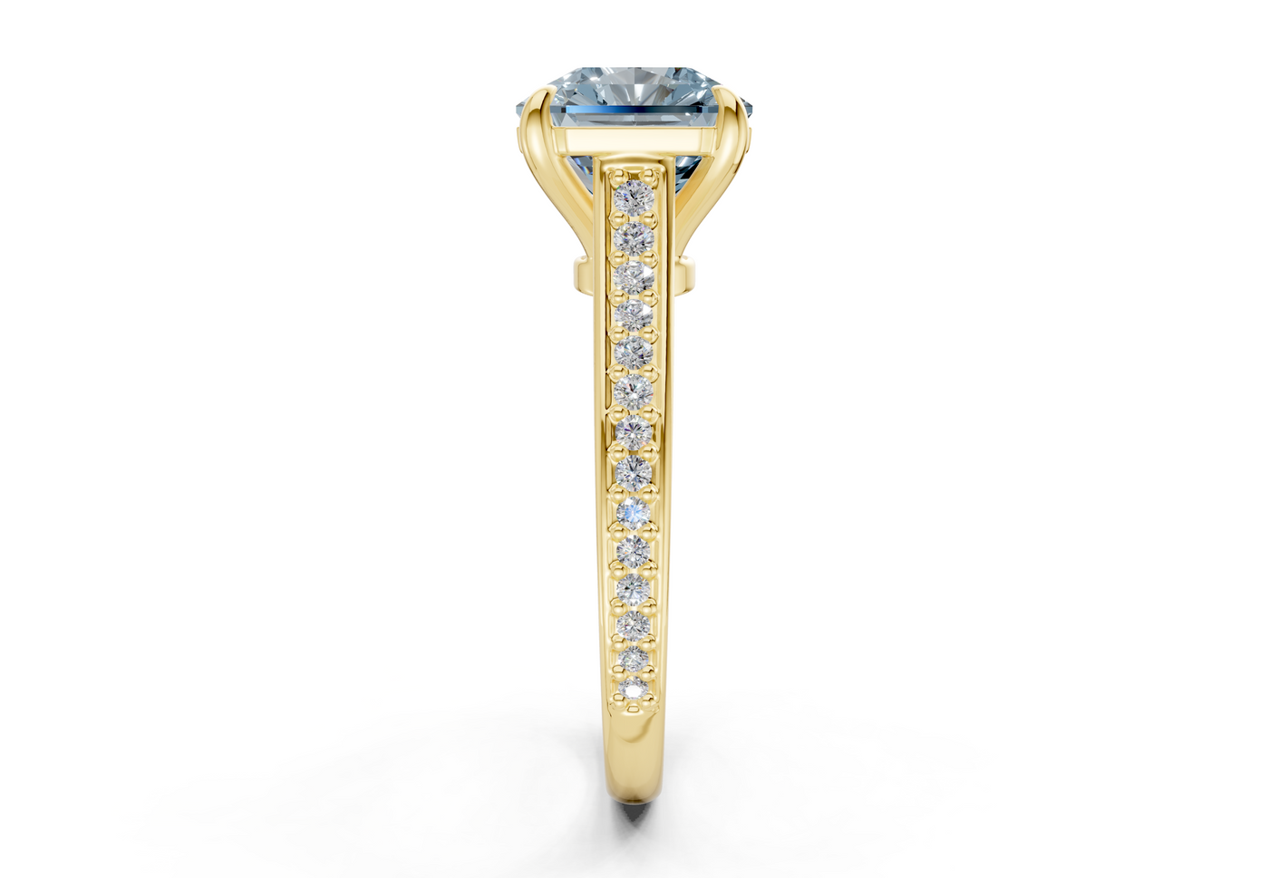 Adeline Blue Diamond Pave Radiant Square Cut 2mm Engagement Ring
