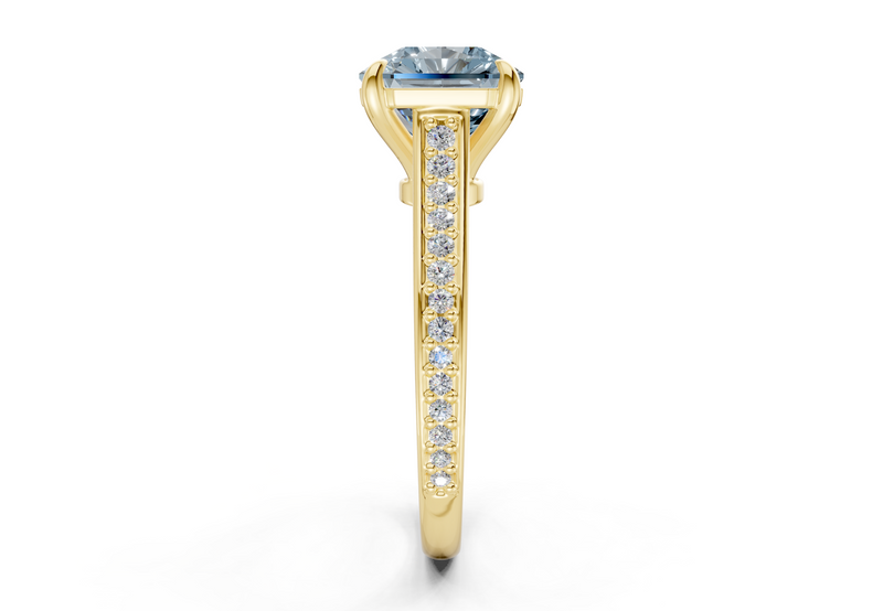 Adeline Blue Diamond Pave Radiant Square Cut 2mm Engagement Ring