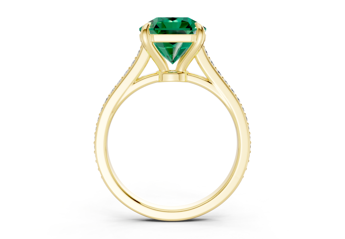 Adeline Emerald Gemstone Pave Radiant Square Cut 2mm Engagement Ring