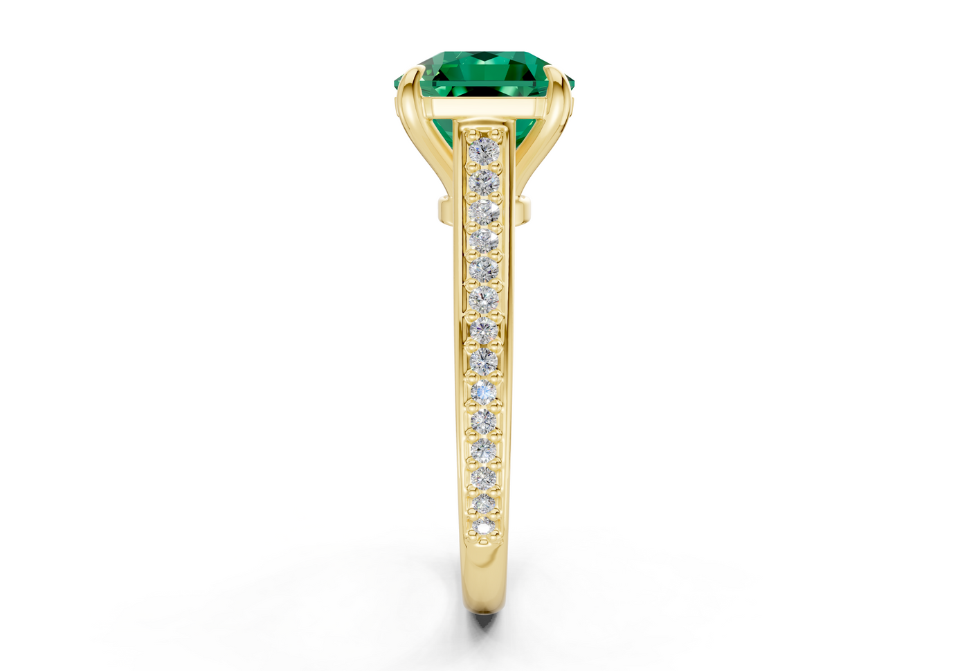 Adeline Emerald Gemstone Pave Radiant Square Cut 2mm Engagement Ring