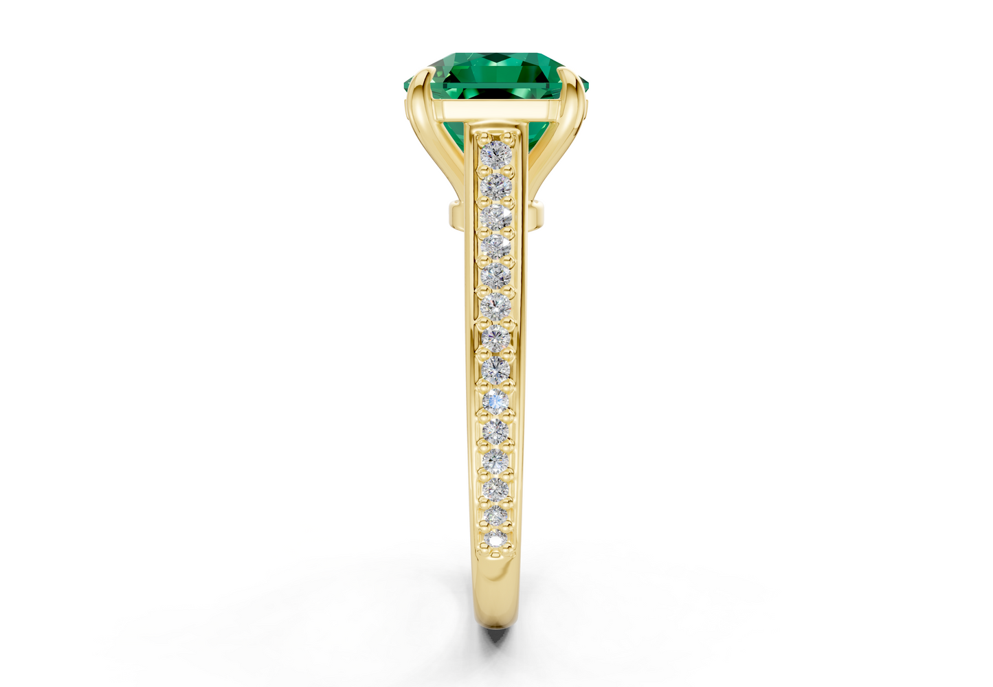 Adeline Emerald Gemstone Pave Radiant Square Cut 2mm Engagement Ring