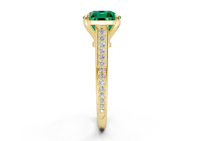 Adeline Emerald Gemstone Pave Radiant Square Cut 2mm Engagement Ring