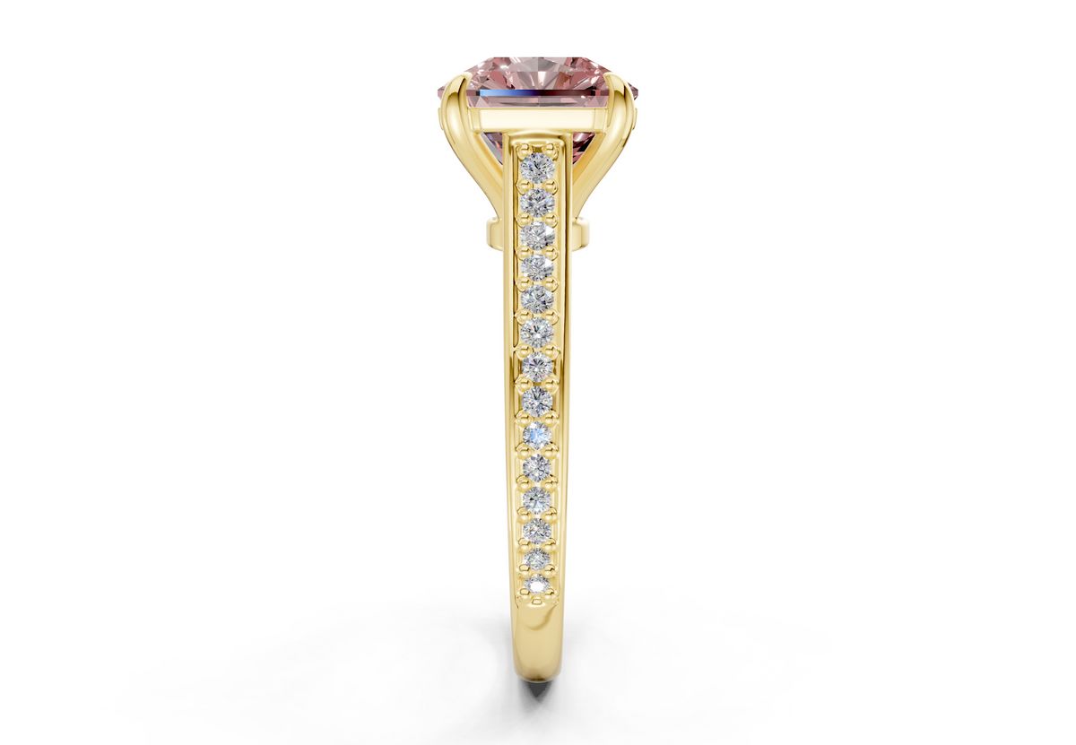Adeline Pink Diamond Pave Radiant Square Cut 2mm Engagement Ring