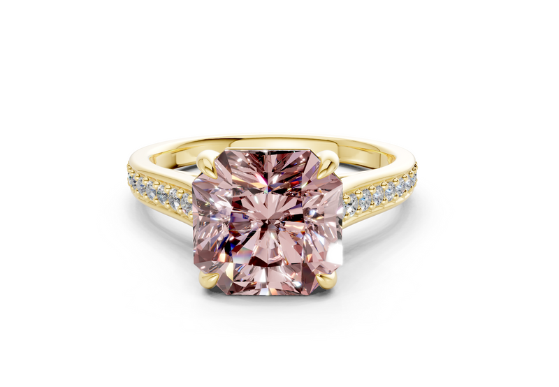 Adeline Pink Diamond Pave Radiant Square Cut 2mm Engagement Ring
