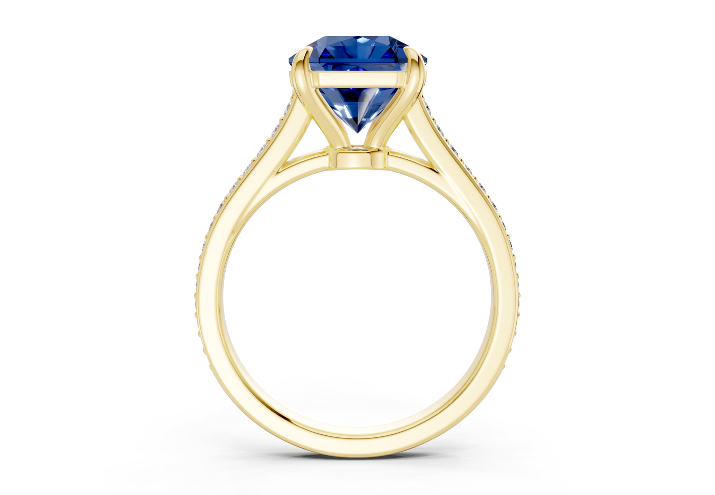Adeline Sapphire Gemstone Pave Radiant Square Cut 2mm Engagement Ring