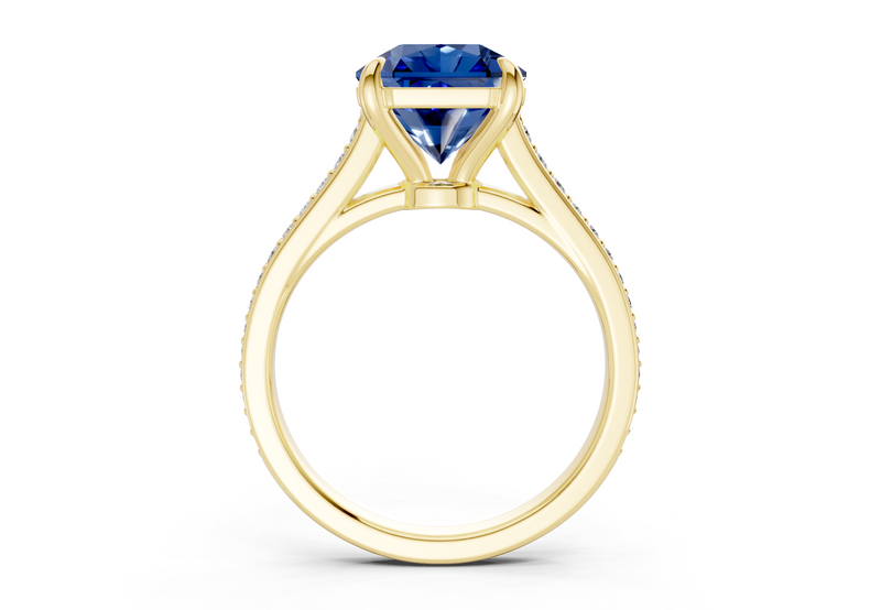 Adeline Sapphire Gemstone Pave Radiant Square Cut 2mm Engagement Ring