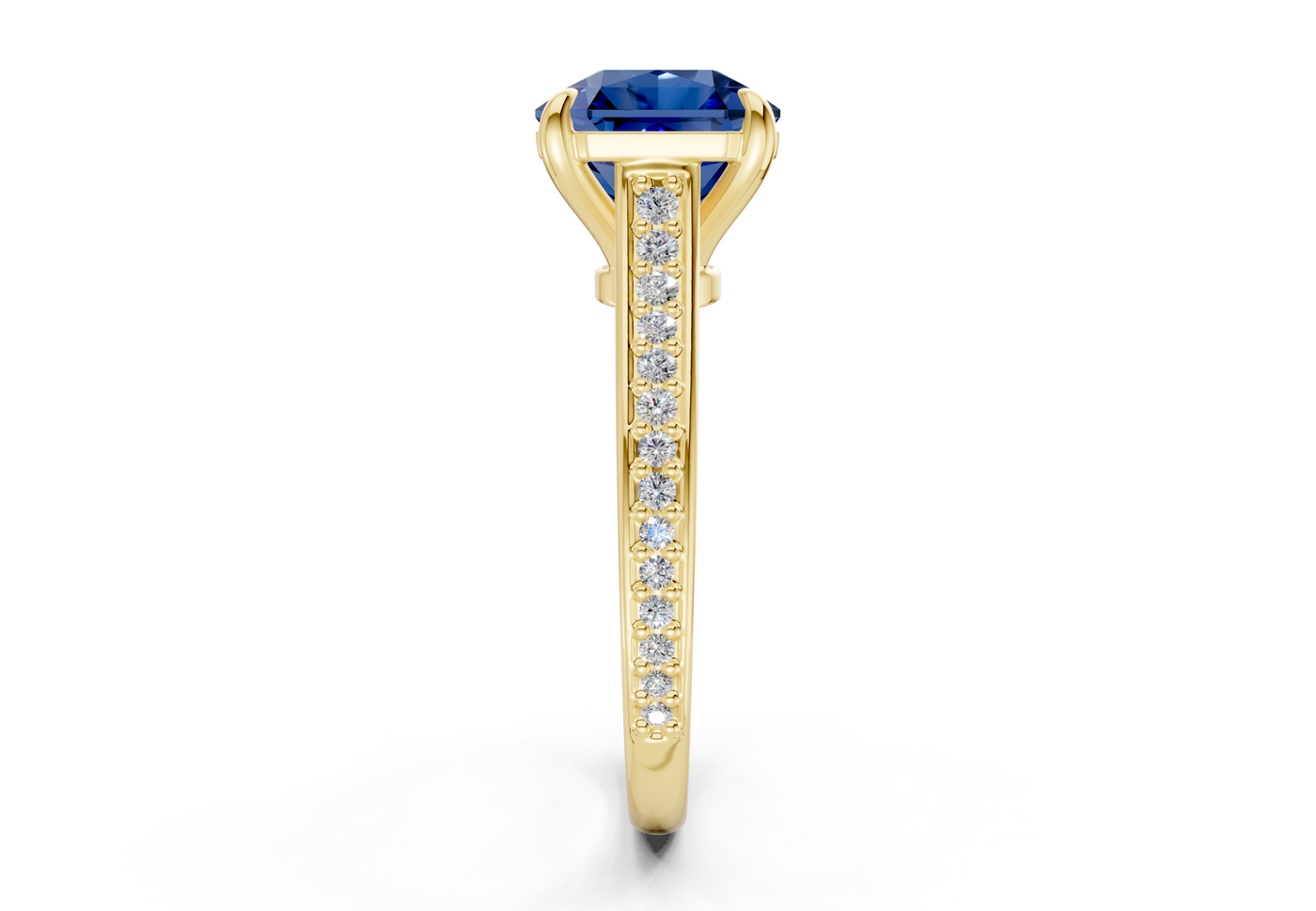 Adeline Sapphire Gemstone Pave Radiant Square Cut 2mm Engagement Ring